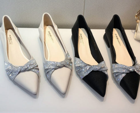 Fashionable Rhinestone Decor Pointy Pump Heels